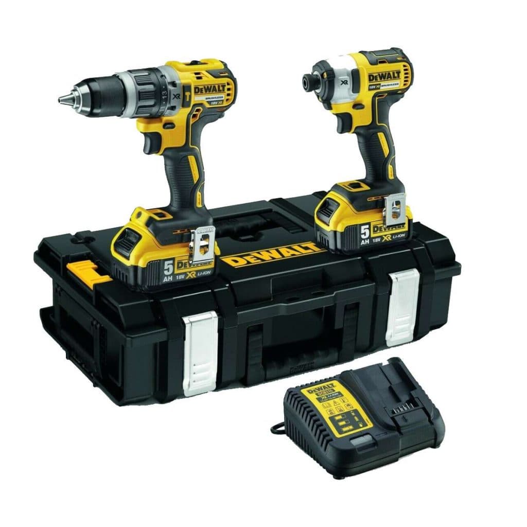 DeWalt DCK266P2 XR 18V Brushless Combi Drill & Impact Driver Kit, 2 x 5.0Ah Batteries, Professional Power Tool Set - Image 1
