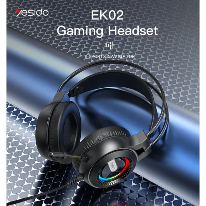 Yesido EK02 Professional Gaming Headset With LED Light USB Port and 3.5mm Jack - Black - Image 2