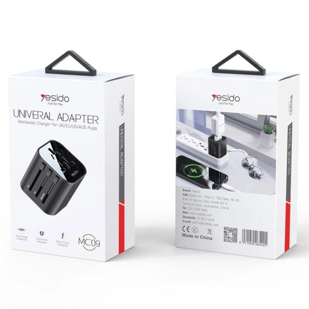 Yesido MC-09 Multi-function Universal Travel Adapter Plug - Black - Image 2