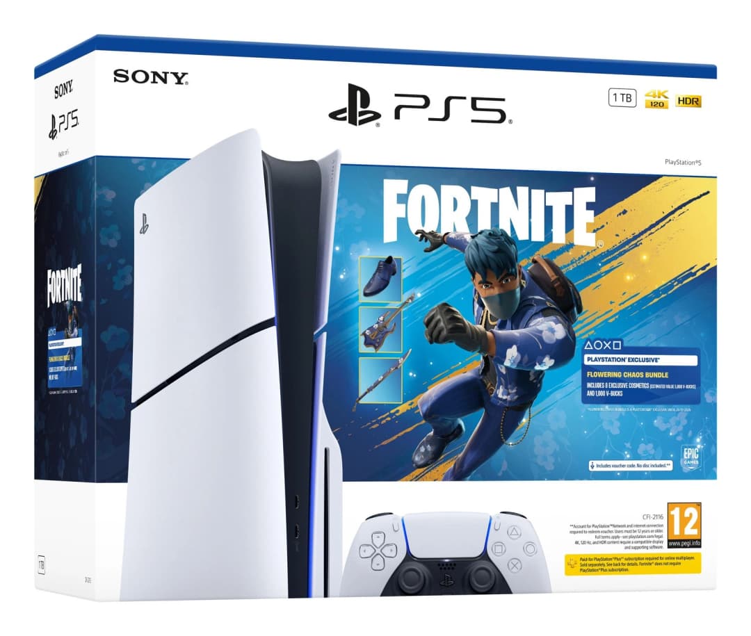 PlayStation 5 Slim 1TB Standard Edition Console White with Fortnite Flowering Chaos Bundle - Image 1
