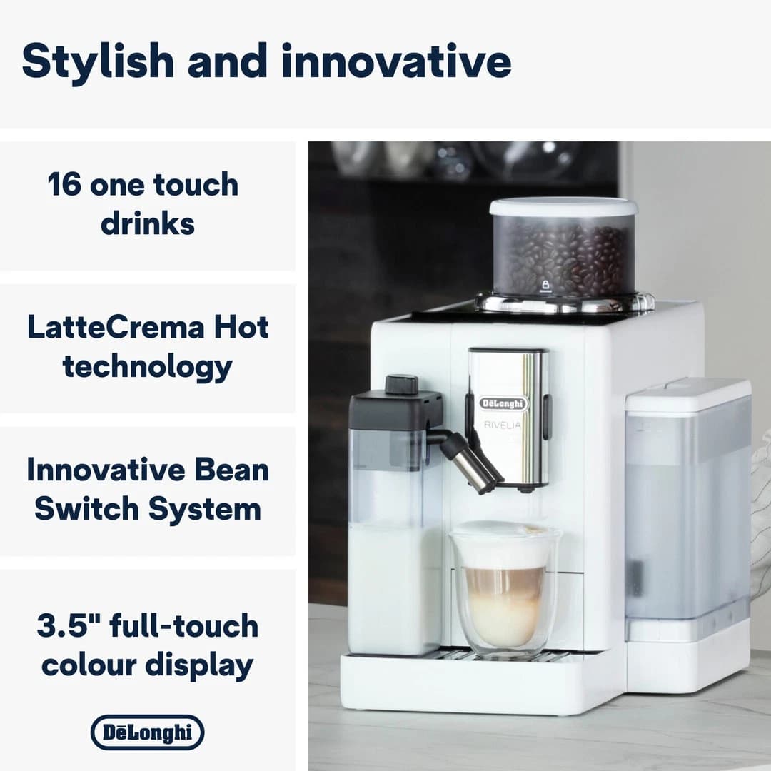 De'Longhi Rivelia Compact Bean To Cup Coffee Machine EXAM440.55.W - Arctic White - Image 3