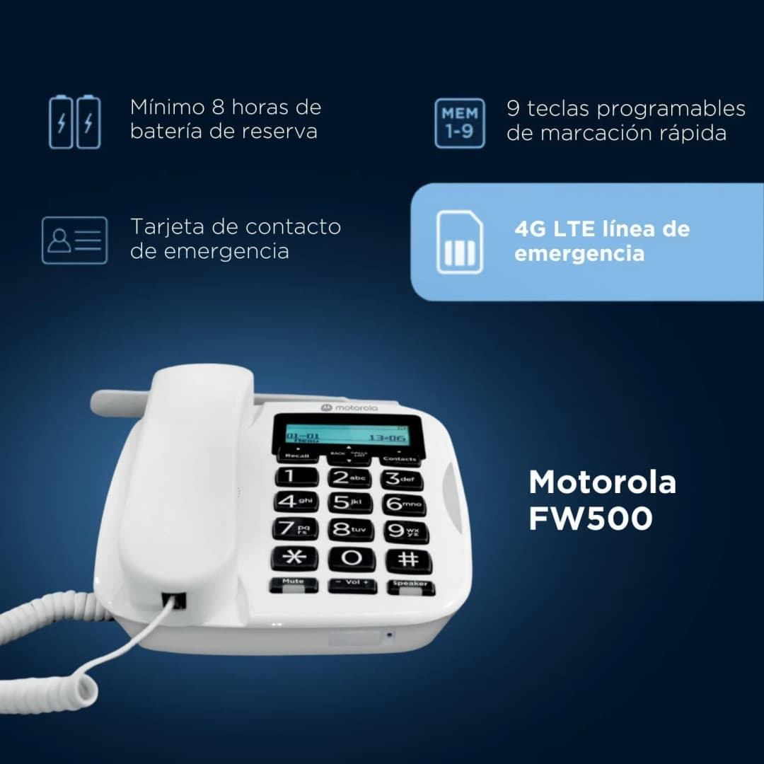 Motorola FW500 Desktop Phone with SIM and Landline, 4G LTE Emergency Back Up - Image 2