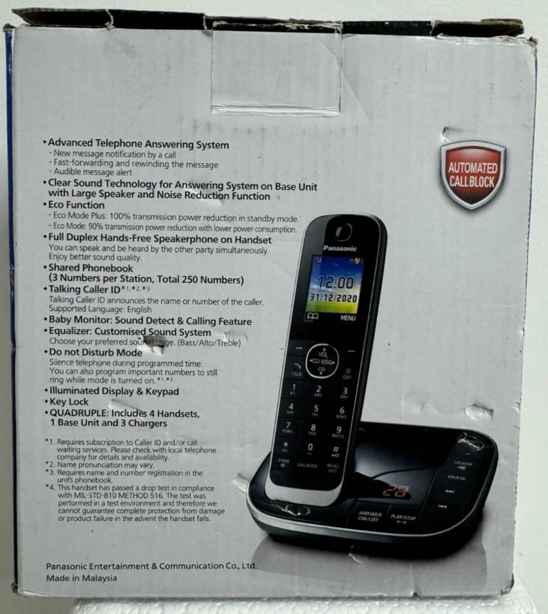 Panasonic KX-TGJ424EB Cordless Phone Quad Handsets Black - Image 5