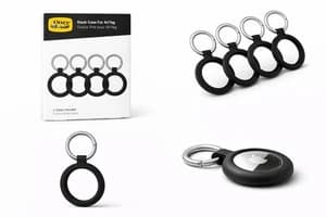 OtterBox 4 PACK Sleek Case for Apple AirTag Slim Rugged Drop Protection - Black