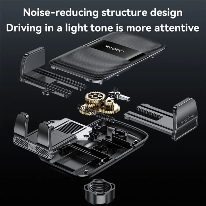 YESIDO C251 Air Vent Car Phone Holder for 4.8-7.2 Inch Phones, 360-Degree Rotation - Black - Image 5