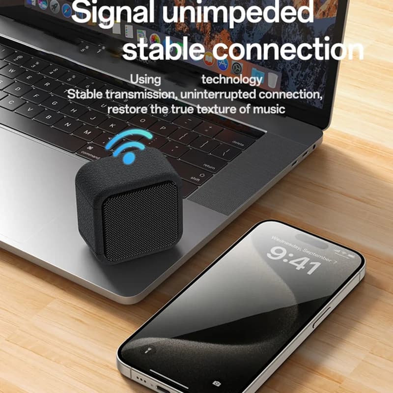YESIDO YSW35 Mini Cube TWS Bluetooth Speaker with Enhanced Bass & Lanyard - Black - Image 4