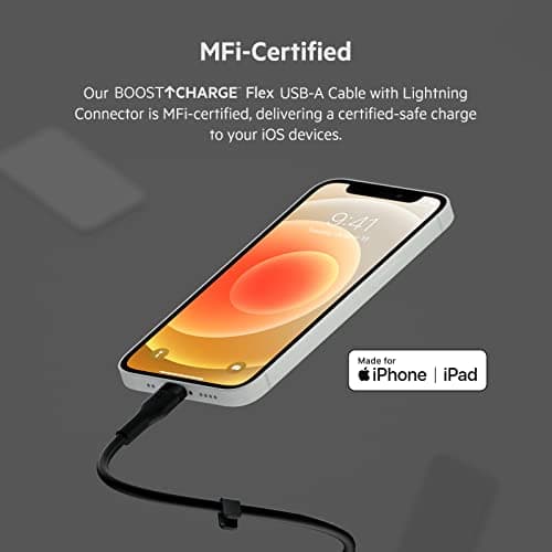 Belkin BoostCharge Flex USB-A to Lightning Cable 3M, Silicone Fast Charging Cable for iPhone & iPad – Black - Image 8