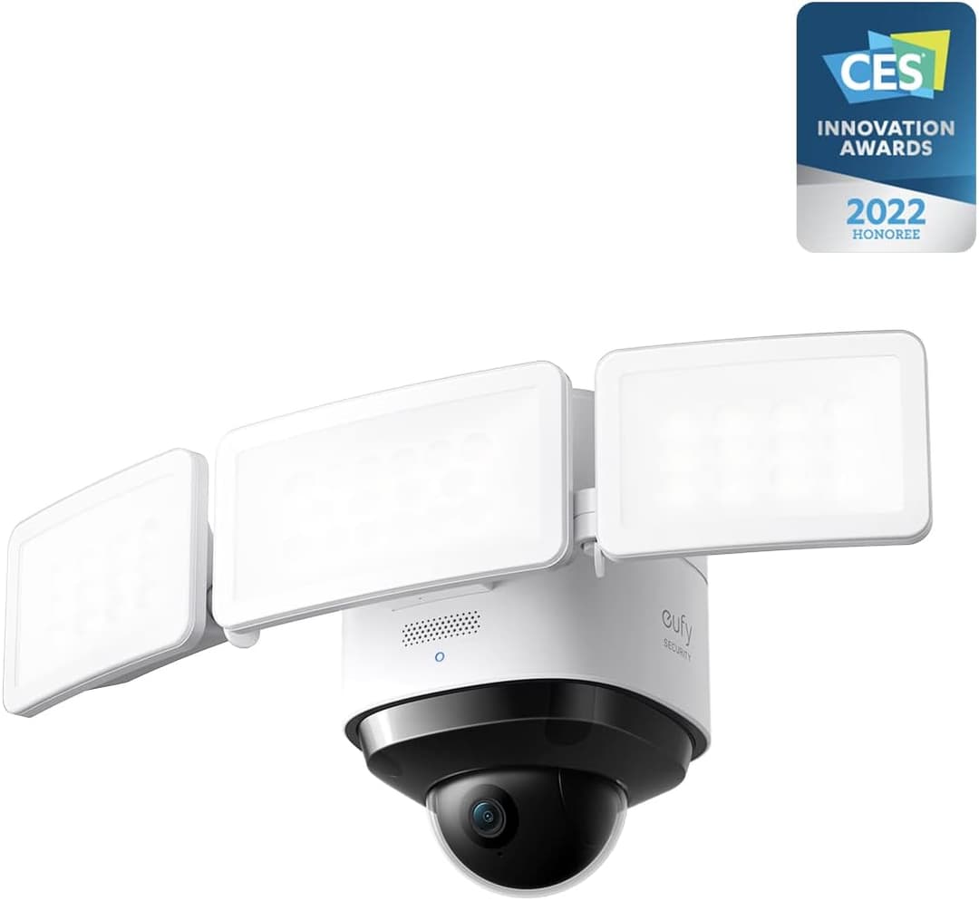 Eufy Floodlight Cam 2 Pro 2K 360° Pan, Tilt 3000 Lumens AI Tracking Hardwired - White - Image 2