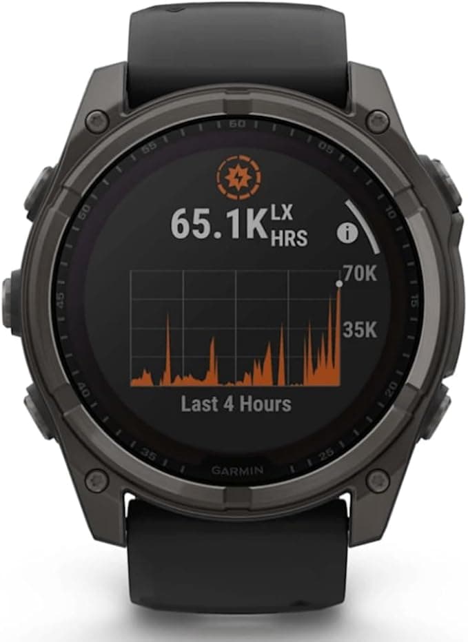 Garmin Fenix 8 Solar Sapphire 51mm Carbon GPS Smartwatch Silicone Strap - Grey Titanium Black - Image 2