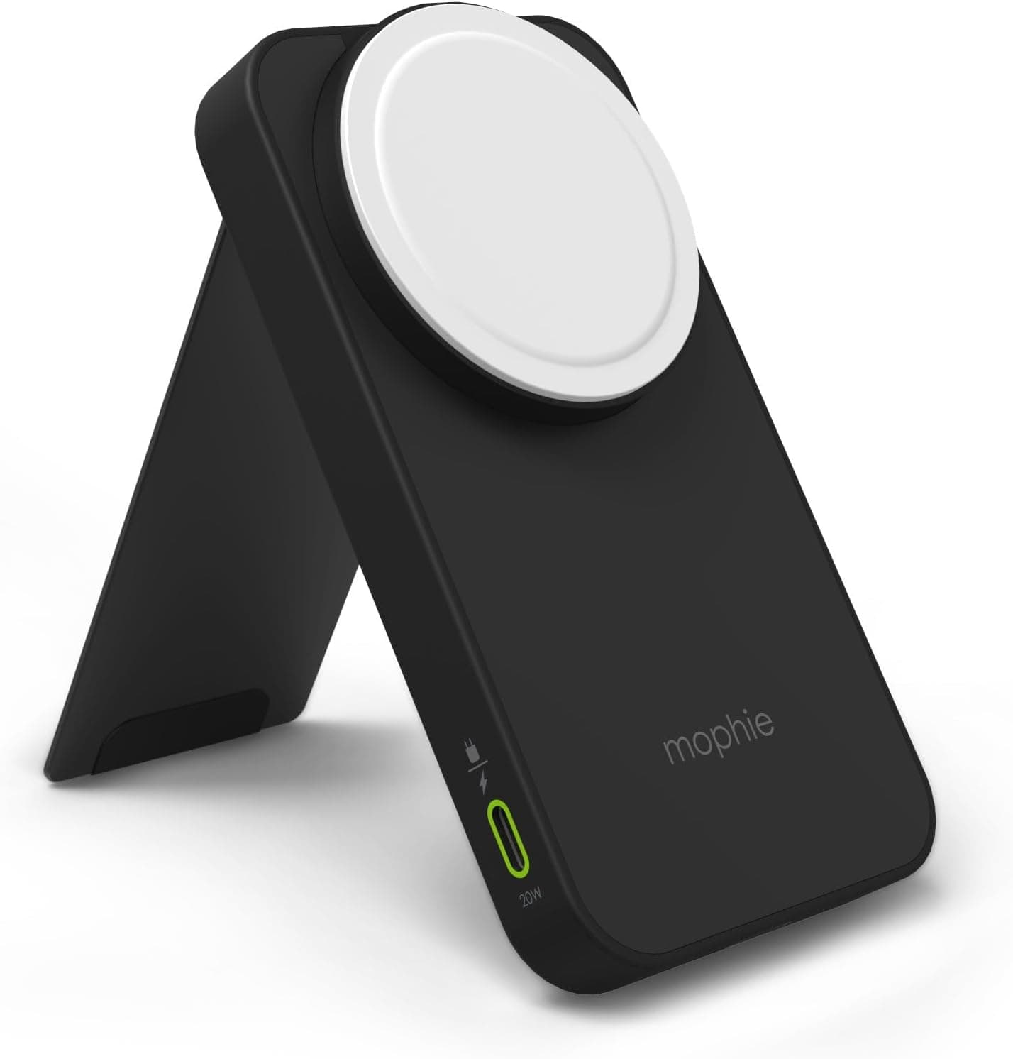 mophie powerstation wireless charging stand MagSafe, 15W fast charging, USB-C port, tripod socket, charge multiple devices, black
