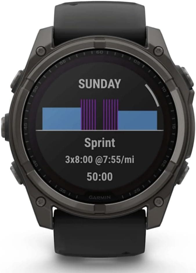 Garmin Fenix 8 Solar Sapphire 51mm Carbon GPS Smartwatch Silicone Strap - Grey Titanium Black - Image 4