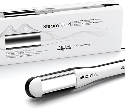 L'Oréal Professionnel SteamPod 4 Steam Hair Straightener & Styling Tool for All Hair Types, UK Plug - White
