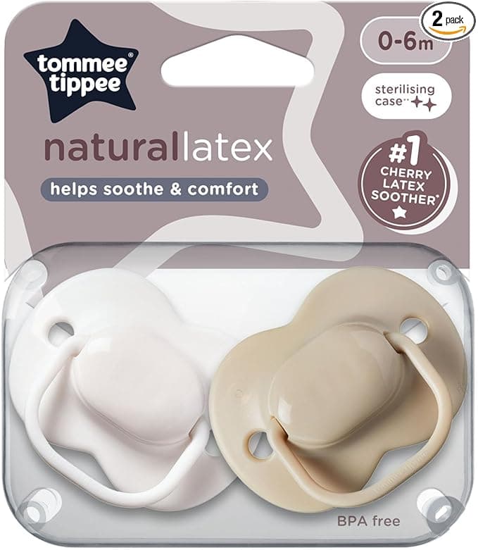 Tommee Tippee Cherry Latex Dummies 0–6 Months – Pack of 2 100% Natural Latex Soothers - Image 1