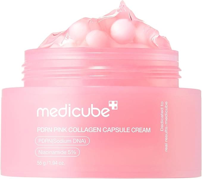 Medicube Salmon DNA PDRN Pink Collagen Capsule Cream Lightweight Hydrating Korean Moisturiser (1.94 oz) - Image 1