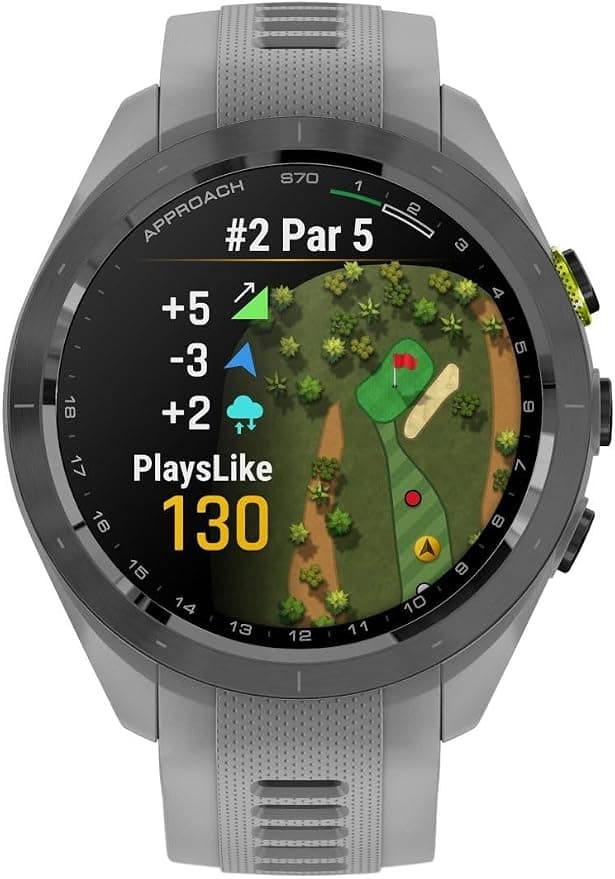 Garmin Approach S70 42mm GPS Golf Smartwatch Black Ceramic Bezel Powder Grey Silicone Strap