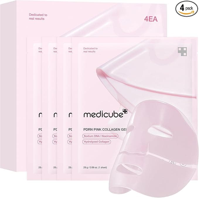 Medicube Salmon DNA PDRN Pink Collagen Jelly Gel Mask 4 Pack Overnight Hydrating & Firming Korean Face Mask - Image 1
