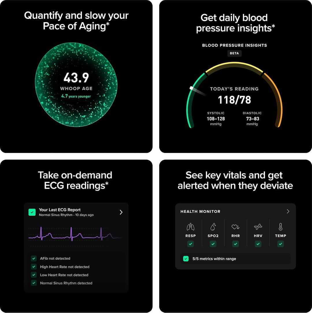 WHOOP Life MG Health & Fitness Tracker with ECG 12-Month Membership 14-Day Battery Obsidian/Titanium - Image 2