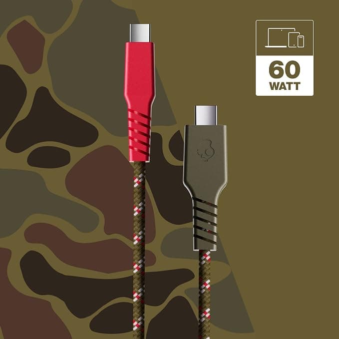 Skullcandy Line+ USB-C to USB-C Braided Cable, 60W Fast Charging, 4ft, Compatible with MacBook, iPad, Samsung & Switch - Image 2
