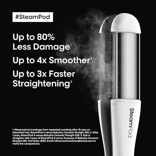 L'Oréal Professionnel SteamPod 4 Steam Hair Straightener & Styling Tool for All Hair Types, UK Plug - White - Image 2