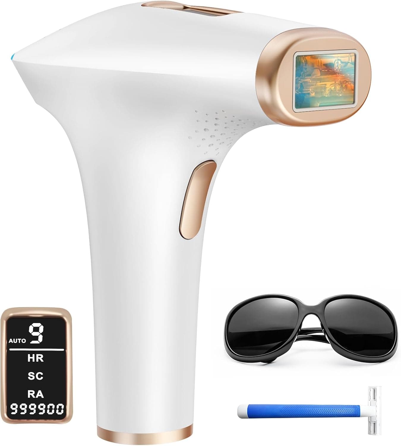 Haarlosy IPL Laser Hair Removal Device 3-in-1, 9 Levels, 999,900 Flashes, Auto Mode - White Gold