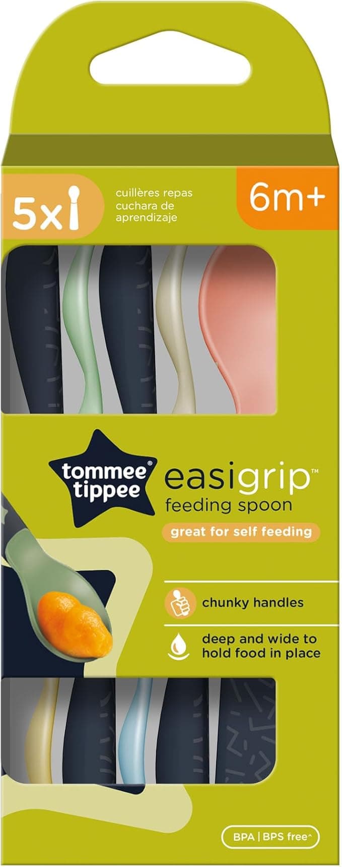 Tommee Tippee Easigrip Self-Feeding Weaning Spoons 6m+ – Pack of 5, Easy-Grip Handles, Steriliser & Dishwasher Safe - Image 2