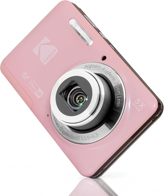 Kodak PixPro Friendly Zoom FZ55 16MP 1080p Full HD Digital Camera with 5X Optical Zoom Vlogging Camera - Pastel Pink - Image 1