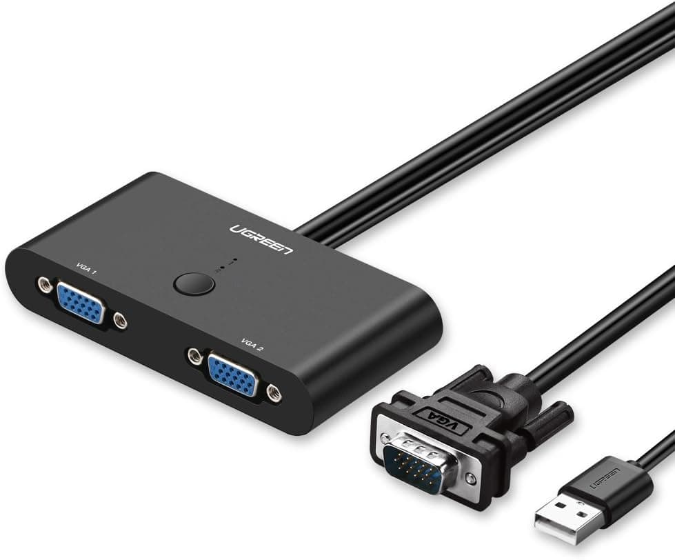 UGREEN 2-in-1 VGA Switch Box – 2 Ports, 1920x1440@60Hz - Image 1