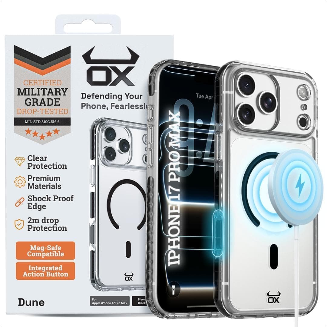 OX Dune Clear Case for iPhone 17 Pro Max – MagSafe Compatible, Shock-Proof