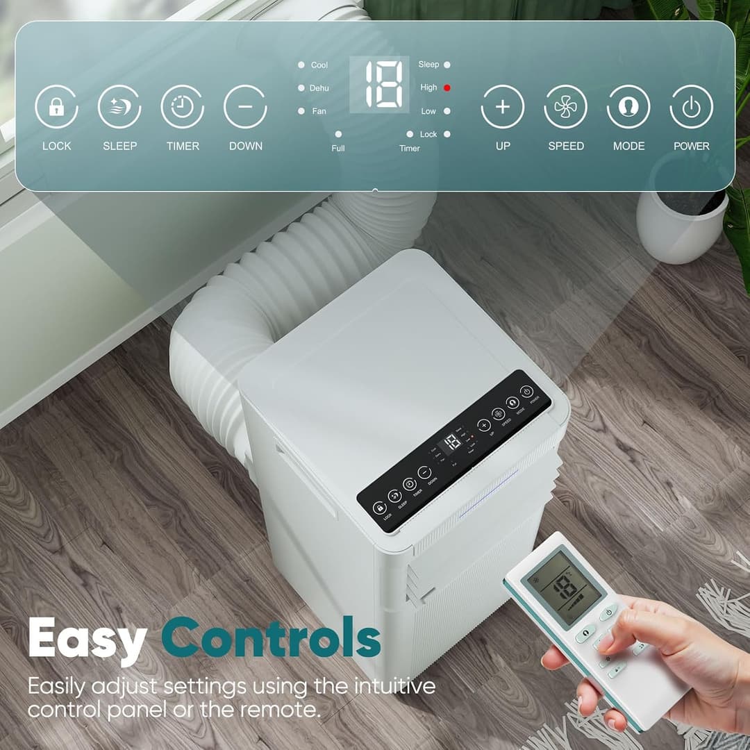 KGOGO Portable Air Conditioner 9000 BTU 4-in-1 Air Conditioning Unit with Remote Control - White - Image 6