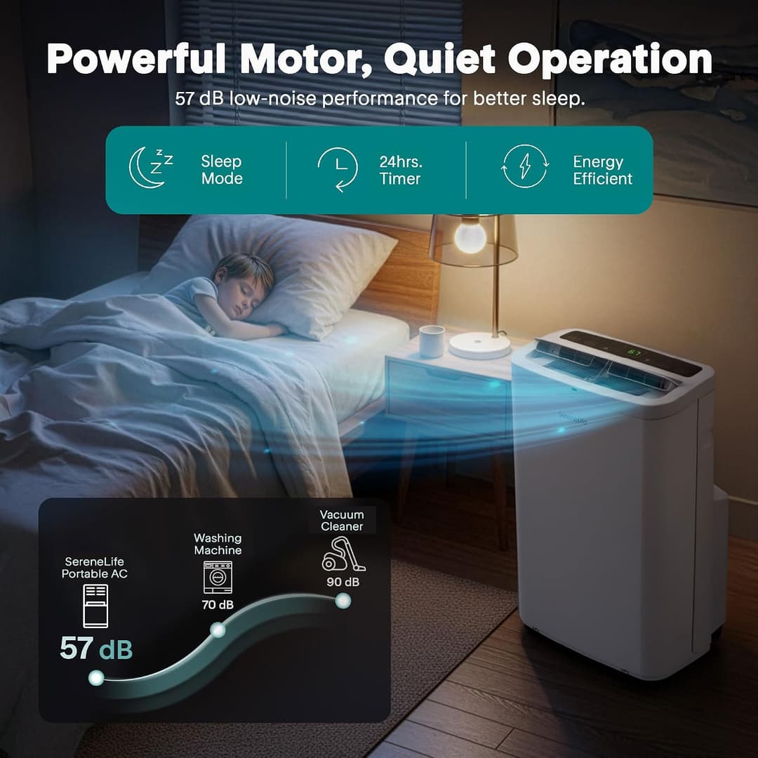 SereneLife Portable Air Conditioner 14000 BTU 3 in 1 AC Unit with Dehumidifier Remote Control - Image 6