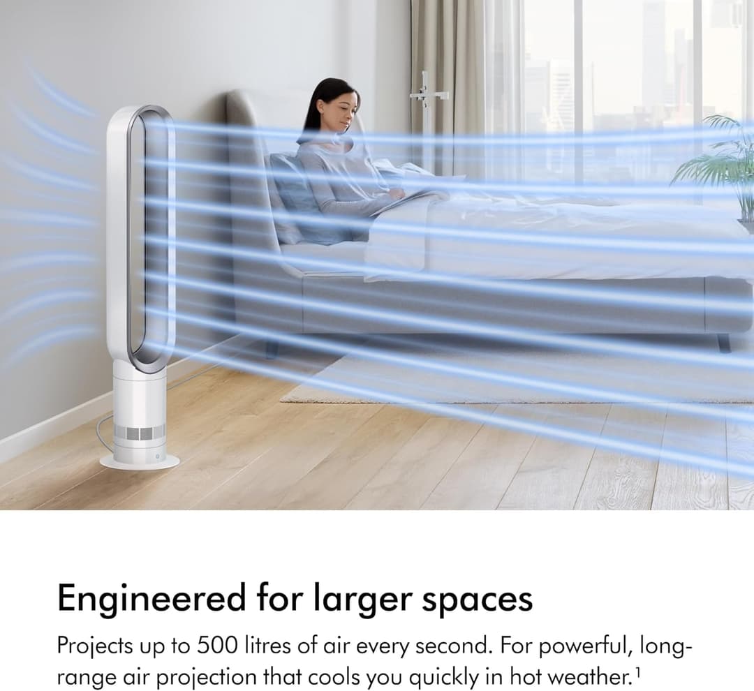 Dyson Cool™ AM07 Bladeless Tower Fan Silver – Air Multiplier™, 10 Speeds, Remote Control - Image 5