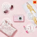 Kodak PixPro Friendly Zoom FZ55 16MP 1080p Full HD Digital Camera with 5X Optical Zoom Vlogging Camera - Pastel Pink thumbnail 3