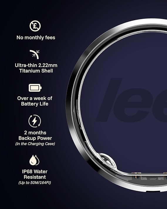 LEEP Smart Ring Size 10, IP68 Waterproof Health & Fitness Tracker with Heart Rate & Sleep Monitoring - Image 2