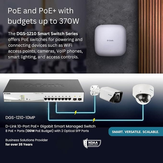 D-Link DGS-1210-10MP 10 Port Gigabit Smart Managed PoE Switch with 2 SFP Ports - Image 3