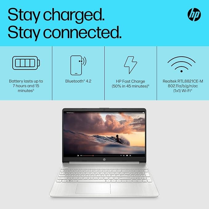 HP 15s 15.6" i3 4GB 128GB SSD Laptop Natural Silver - Image 5