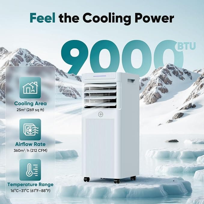 KGOGO Portable Air Conditioner 9000 BTU 4-in-1 Air Conditioning Unit with Remote Control - White - Image 2