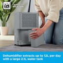 BLACK+DECKER 12L Dehumidifier,4 Modes, Quiet Operation, 2.1L Water Tank, 24-Hour Timer, - Grey thumbnail 4