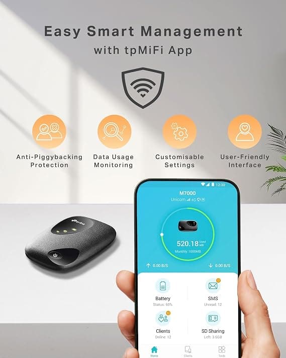 TP-Link M7000 4G MiFi Portable WiFi Hotspot Black - Image 5