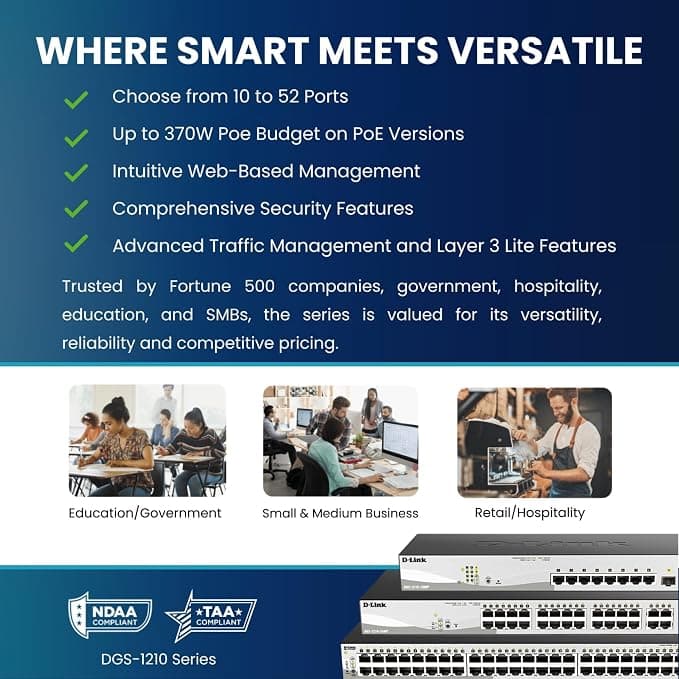 D-Link DGS-1210-10MP 10 Port Gigabit Smart Managed PoE Switch with 2 SFP Ports - Image 2