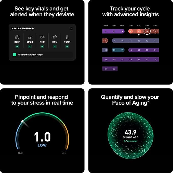 WHOOP Peak 5.0 Health & Fitness Tracker with 12-Month Membership 14-Day Battery Obsidian - Image 2