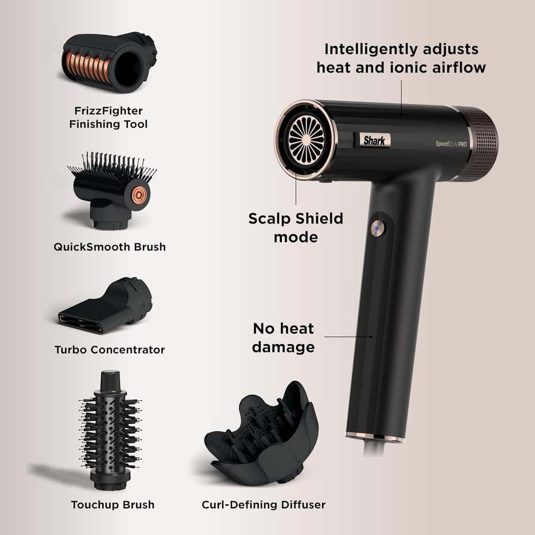 Shark SpeedStyle Pro 5-in-1 HD752UK Hair Dryer Black - Image 9