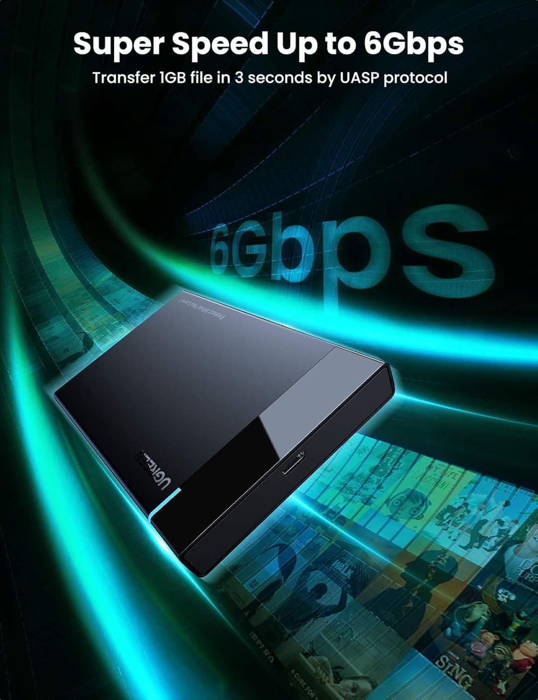UGREEN USB C Hard Drive Enclosure with USB A to USB C Cable - Image 2