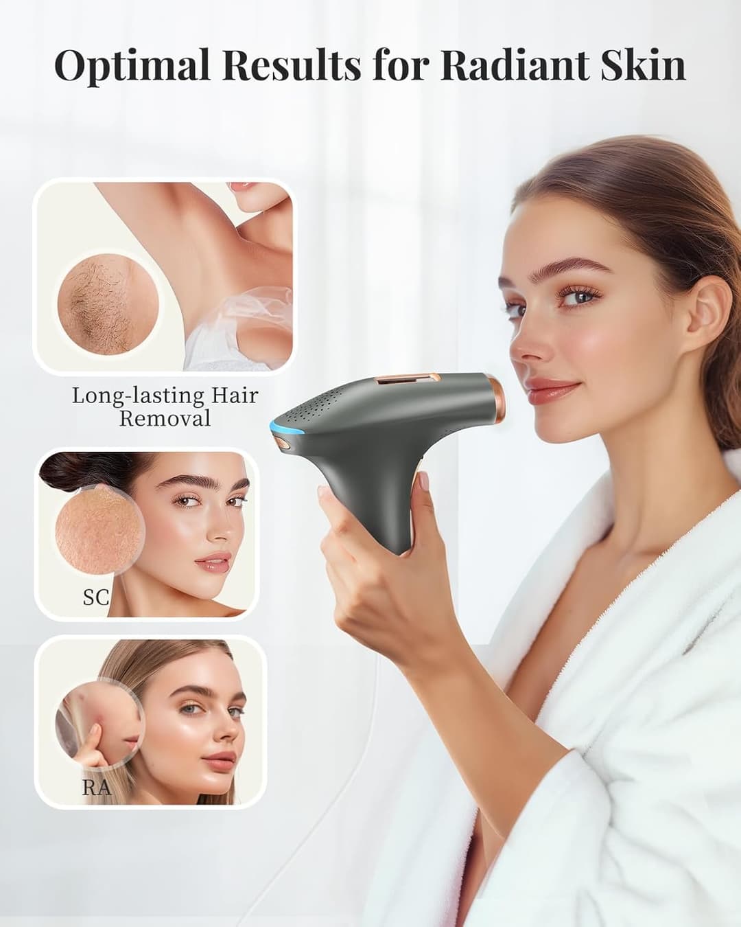 Haarlosy IPL Laser Hair Removal Device 3-in-1, 9 Levels, 999,900 Flashes, Auto Mode - Dark Grey - Image 2