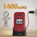 Mobitel 8010 4G Senior Mobile Phone Flip Design Loud Speaker Charging Dock Red thumbnail 4