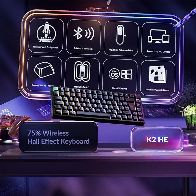 Keychron K2 HE Wireless Mechanical Keyboard Black - Image 3