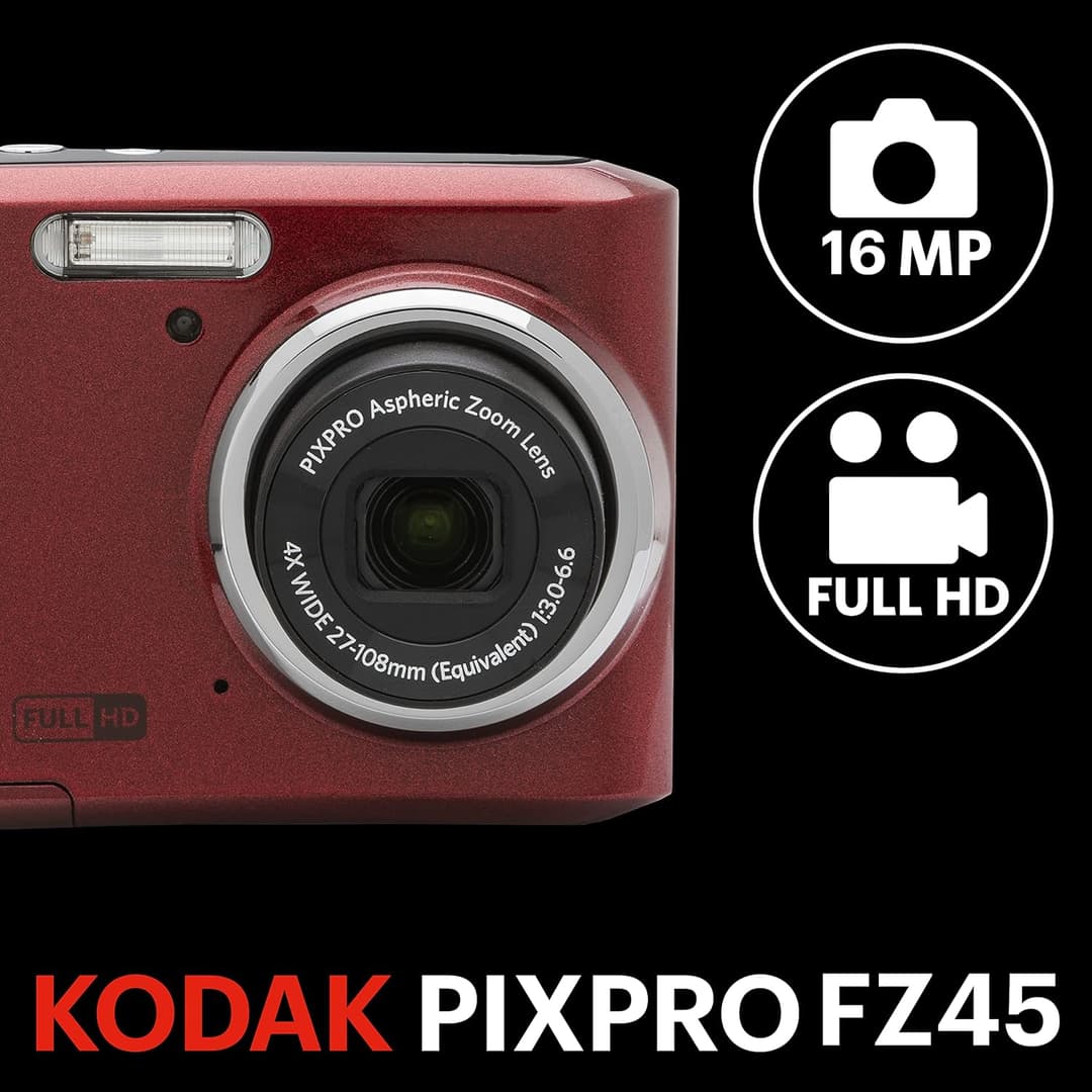 Kodak PIXPRO FZ45 16MP Digital Camera Red - Image 3