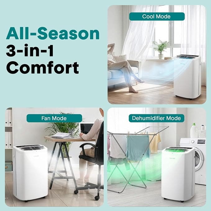 SereneLife Portable Air Conditioner 14000 BTU 3 in 1 AC Unit with Dehumidifier Remote Control - Image 4