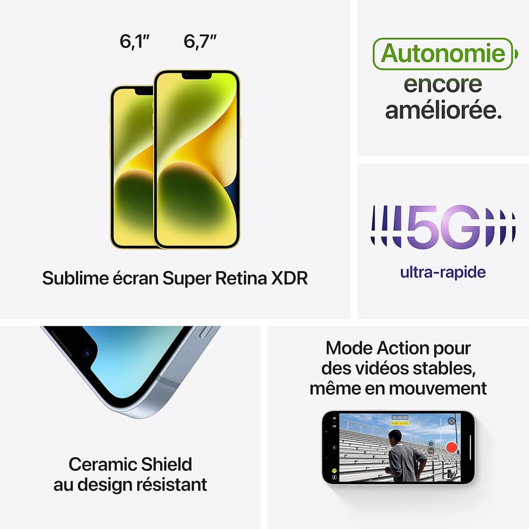 Apple iPhone 14, 128 GB, Yellow - Image 5