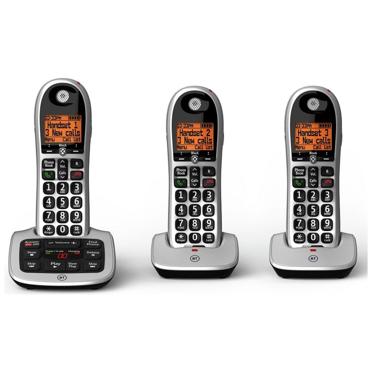 BT Big Button 4600 Telephone with Answer Machine - Triple