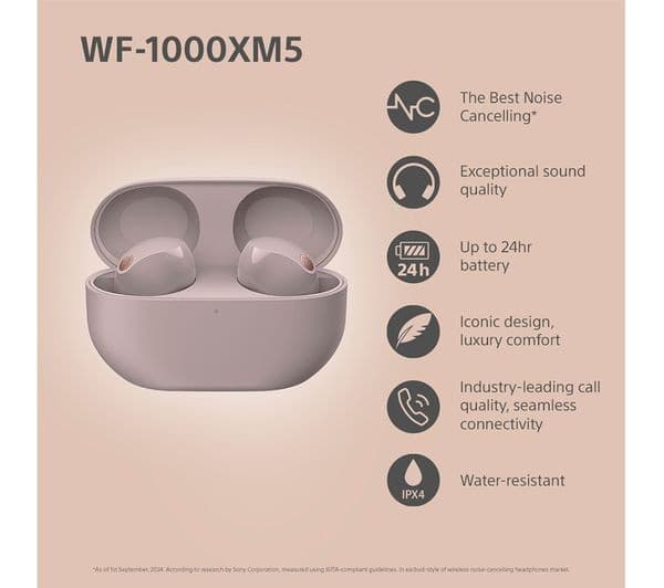 Sony WF-1000XM5 Wireless Earbuds Smokey Pink - Image 4